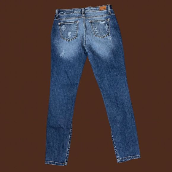 ⬇️ Judy Blue Distressed Leopard Print Skinny Fit Jeans Size 29x28 - Picture 3 of 5